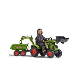 FALK Traktor CLAAS na Pedały z Przyczepą, Łyżką i Spychaczem od 3 Lat