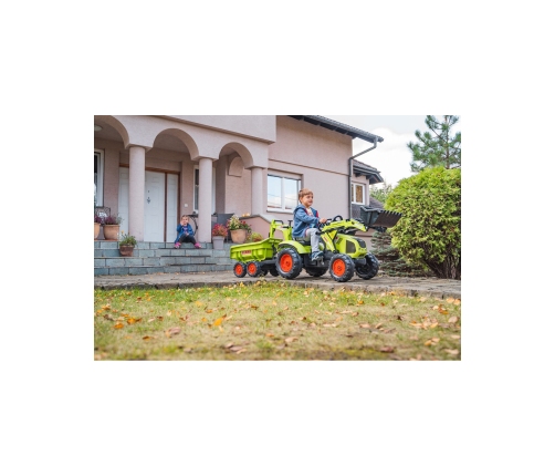 FALK Traktor CLAAS na Pedały z Przyczepą, Łyżką i Spychaczem od 3 Lat