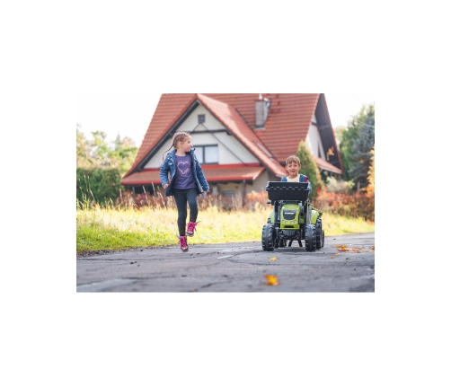 FALK Traktor CLAAS na Pedały z Przyczepą, Łyżką i Spychaczem od 3 Lat