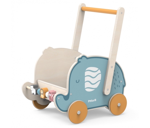 VIGA PolarB Drewniany Wózek 2w1 Chodzik Pchacz Słonik