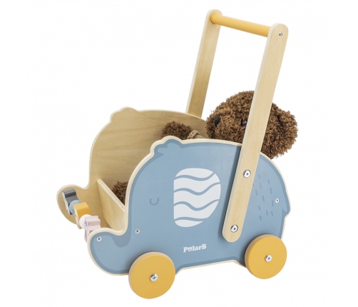 VIGA PolarB Drewniany Wózek 2w1 Chodzik Pchacz Słonik