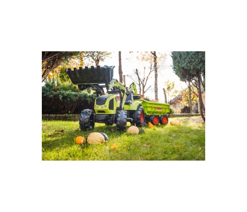 FALK Traktor CLAAS na Pedały z Przyczepą, Łyżką i Spychaczem od 3 Lat