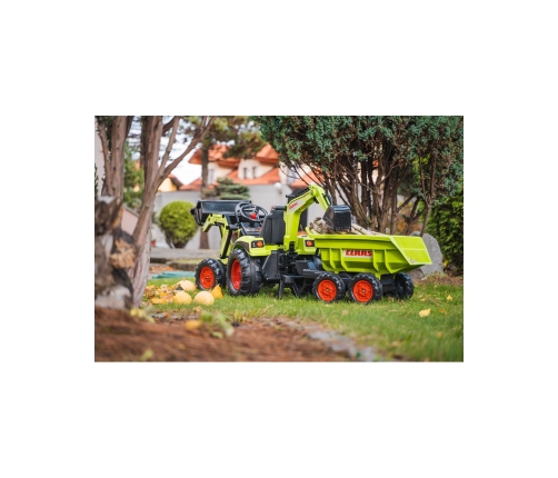 FALK Traktor CLAAS na Pedały z Przyczepą, Łyżką i Spychaczem od 3 Lat