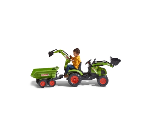 FALK Traktor CLAAS na Pedały z Przyczepą, Łyżką i Spychaczem od 3 Lat