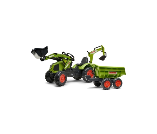 FALK Traktor CLAAS na Pedały z Przyczepą, Łyżką i Spychaczem od 3 Lat