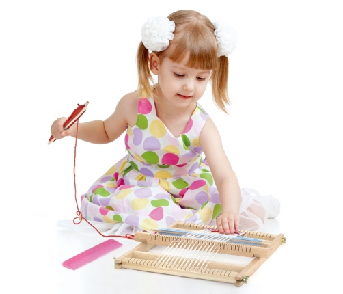 VIGA Drewniane Krosno Warsztat Tkacki Zestaw do tkania Montessori