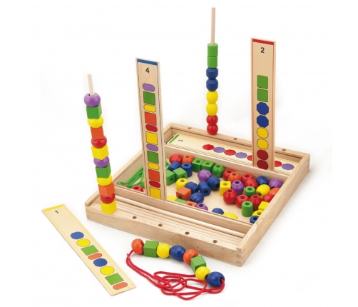 VIGA Drewniana Gra edukacyjna Logiczne koraliki  104 elementy Montessori
