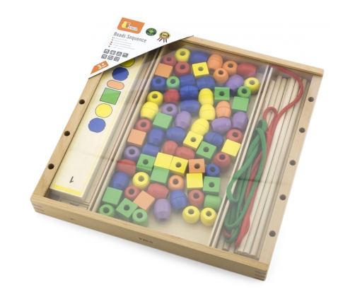 VIGA Drewniana Gra edukacyjna Logiczne koraliki  104 elementy Montessori