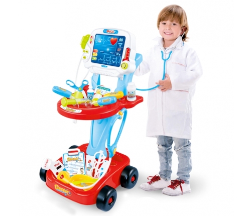 WOOPIE Wózek Małego Lekarza Niebieski Zestaw Lekarski Dla Dzieci 17 akc