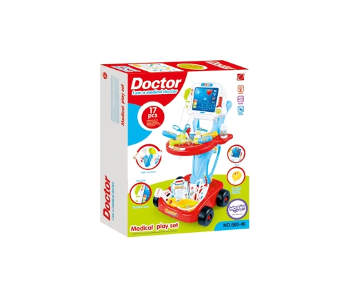 WOOPIE Wózek Małego Lekarza Niebieski Zestaw Lekarski Dla Dzieci 17 akc
