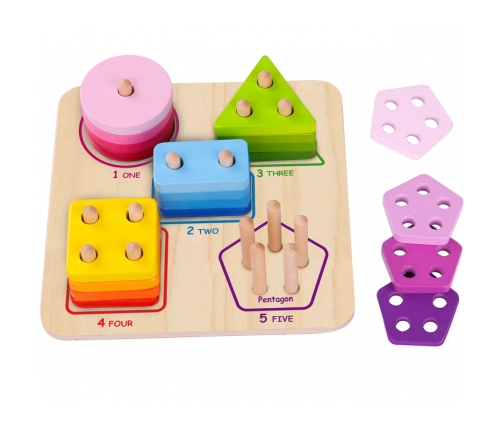 TOOKY TOY Drewniany Sorter Geometryczny Nauka Kształtów Liczenia