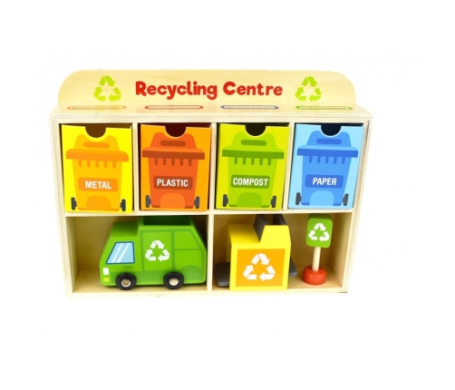 TOOKY TOY Drewniane Centrum Recyklingu Edukacyjny Sorter