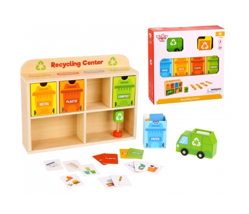 TOOKY TOY Drewniane Centrum Recyklingu Edukacyjny Sorter