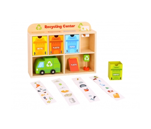 TOOKY TOY Drewniane Centrum Recyklingu Edukacyjny Sorter