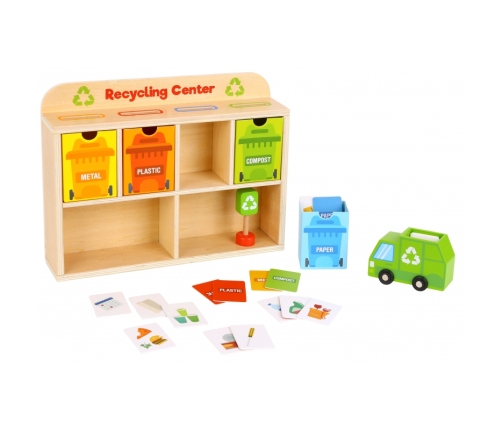 TOOKY TOY Drewniane Centrum Recyklingu Edukacyjny Sorter
