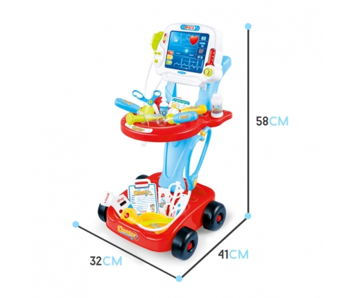WOOPIE Wózek Małego Lekarza Niebieski Zestaw Lekarski Dla Dzieci 17 akc