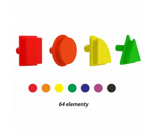 MASTERKIDZ Zestaw Kołeczki w kształcie figur geometrycznych 64szt do tablic STEM