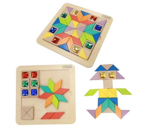 MASTERKIDZ Układanka Mozaika Nauka Kolorów i Kształtów Tangram Montessori