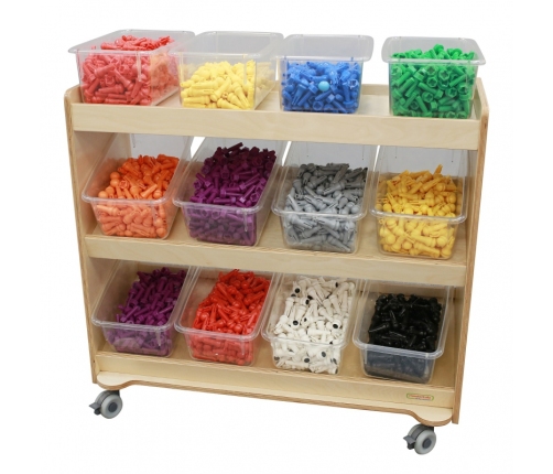 MASTERKIDZ Drewniany Regał na kółkach z Półkami