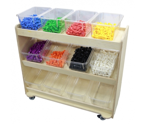 MASTERKIDZ Drewniany Regał na kółkach z Półkami