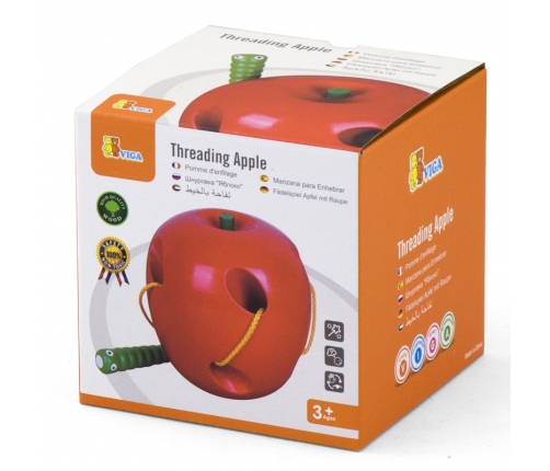 VIGA Drewniana Przeplatanka Labirynt Edukacyjna Robaczek w Jabłuszku Montessori