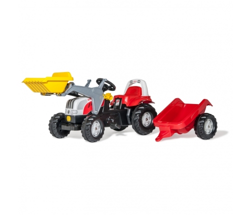 Rolly Toys  rollyKid-X Traktor na Pedały czerwony z Łyżką i Przyczepą STEYR  Czerwony