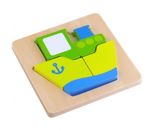 TOOKY TOY Puzzle Układanka Montessori Grube Klocki Statek 6 el.