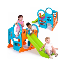 FEBER Duży Plac Zabaw Activity Center Zjeżdżalnia 100 cm Ścianka Wspinaczkowa Kształty