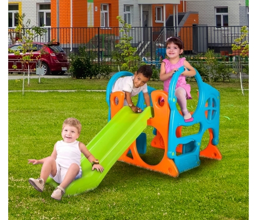 FEBER Duży Plac Zabaw Activity Center Zjeżdżalnia 100 cm Ścianka Wspinaczkowa Kształty