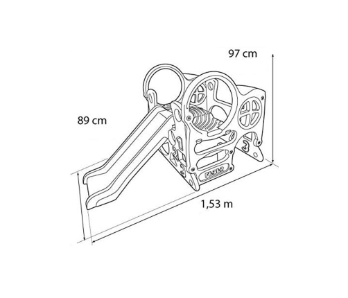 FEBER Duży Plac Zabaw Activity Center Zjeżdżalnia 100 cm Ścianka Wspinaczkowa Kształty