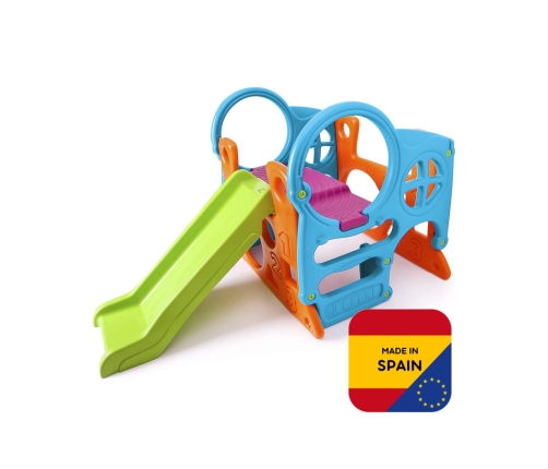 FEBER Duży Plac Zabaw Activity Center Zjeżdżalnia 100 cm Ścianka Wspinaczkowa Kształty