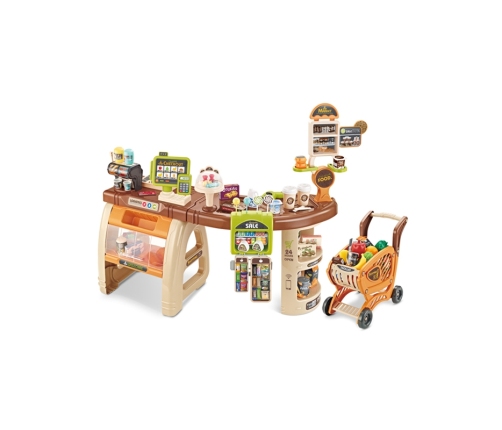 WOOPIE Sklep Supermarket Wózek Kasa Ruchome Elementy + 65 akc.