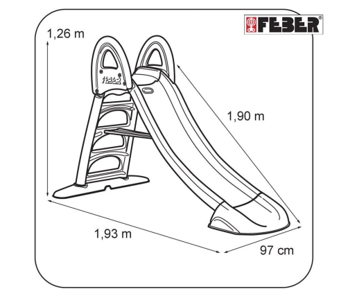 FEBER Duża Zjeżdżalnia Ogrodowa Ze Ślizgiem Wodnym 190 cm