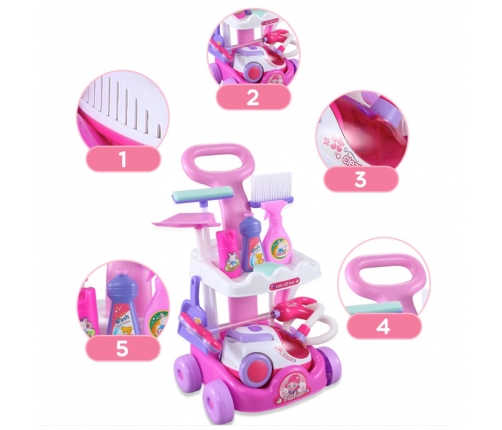 WOOPIE Zestaw do Sprzątania Wózek Odkurzacz Funkcja Ssania + 11 Akc.