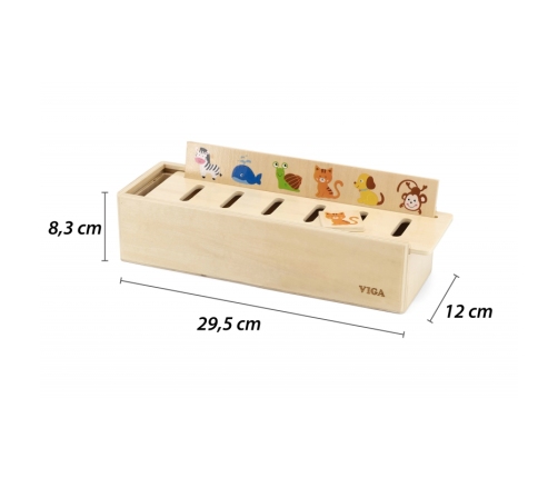 VIGA Drewniany Edukacyjny Sorter Gra Zwierzątka Owoce Warzywa Montessori