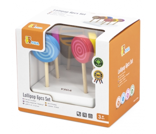 VIGA Drewniane Kolorowe Lizaki Zestaw 6 szt.
