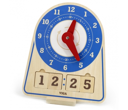 VIGA Drewniany Zegar Nauka Zegara  Czasu Montessori