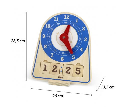 VIGA Drewniany Zegar Nauka Zegara  Czasu Montessori
