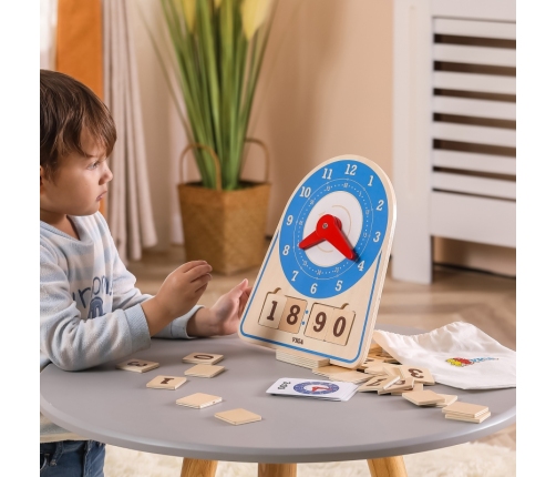 VIGA Drewniany Zegar Nauka Zegara  Czasu Montessori
