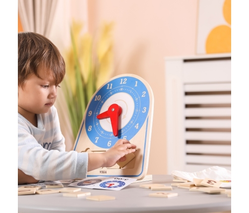 VIGA Drewniany Zegar Nauka Zegara  Czasu Montessori