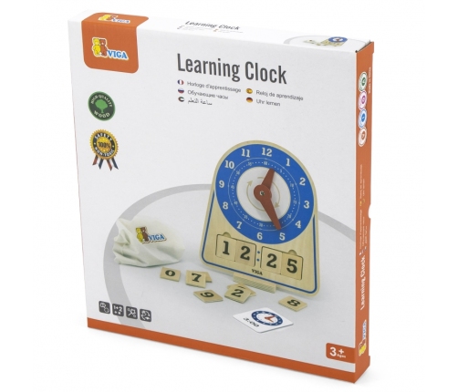 VIGA Drewniany Zegar Nauka Zegara  Czasu Montessori