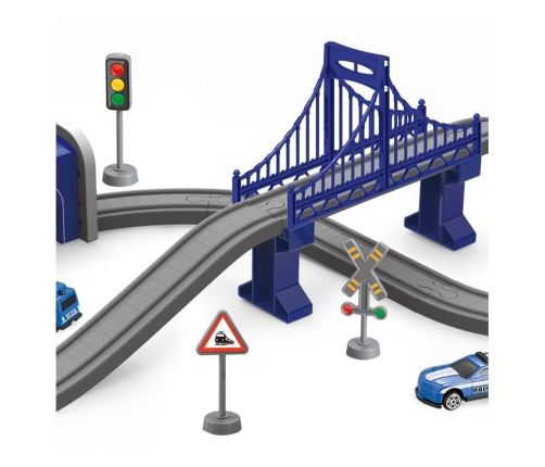 WOOPIE Electric Train Car Track Police Station Helicopter Cars 92 pcs.