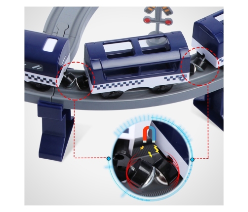 WOOPIE Electric Train Car Track Police Station Helicopter Cars 92 pcs.