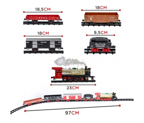 WOOPIE Klasyczny Pociąg Elektryczny Kolejka Tor Dźwięk Światło + 29 Akc.