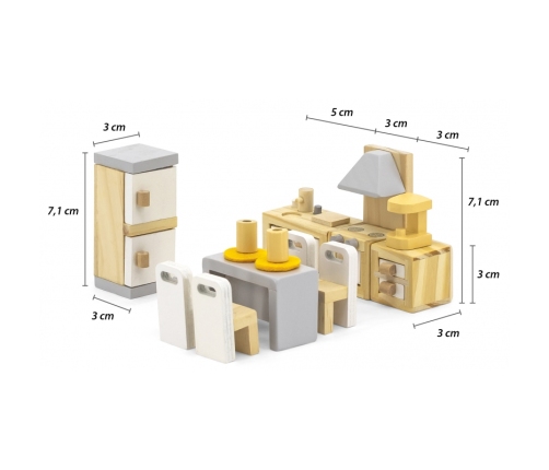 VIGA PolarB Zestaw Mebelków do Domku dla Lalek Kuchnia Jadalnia