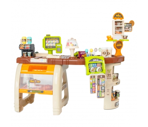 WOOPIE Sklep Supermarket Wózek Kasa Ruchome Elementy + 65 akc.