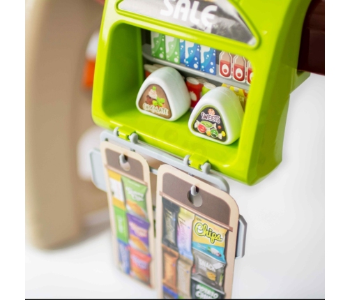 WOOPIE Sklep Supermarket Wózek Kasa Ruchome Elementy + 65 akc.