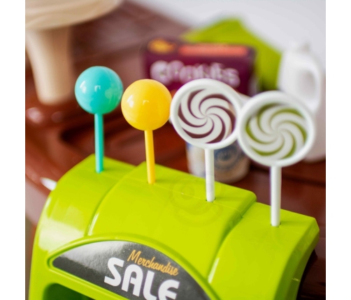 WOOPIE Sklep Supermarket Wózek Kasa Ruchome Elementy + 65 akc.