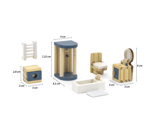 VIGA PolarB Zestaw Mebelków do Domku dla Lalek  Łazienka