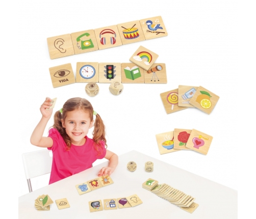 VIGA Gra Edukacyjna Układanka Ucząca Sortuj Zmysły 37 el. Montessori